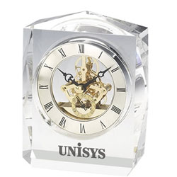 Crystal Trophy Clock Paperweight