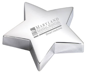 Silver star paperweight award